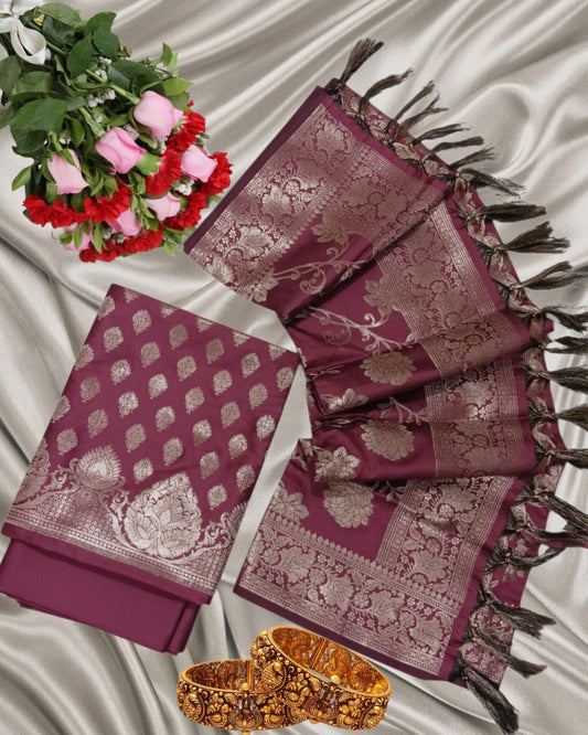3 Piece Set Silk Suit - Maroon
