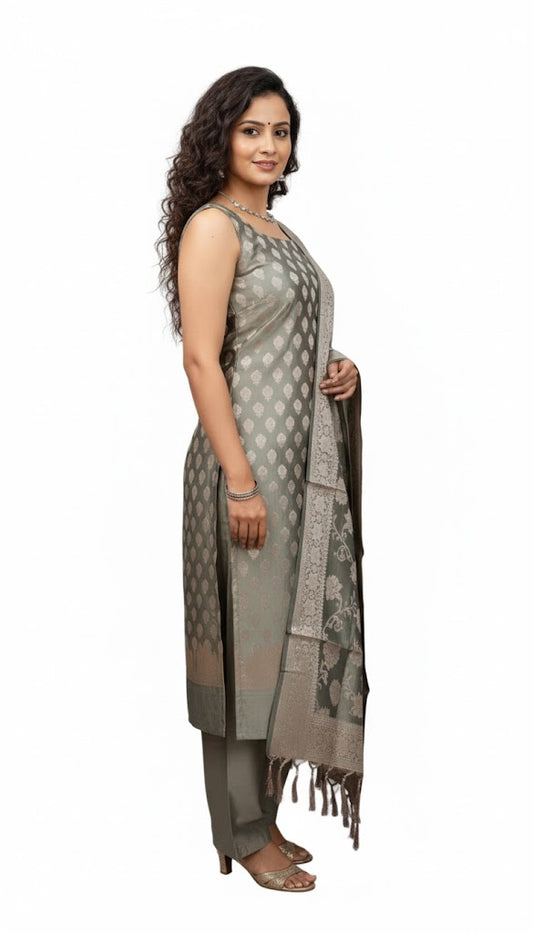 3 Piece Set Silk Suit - Gray