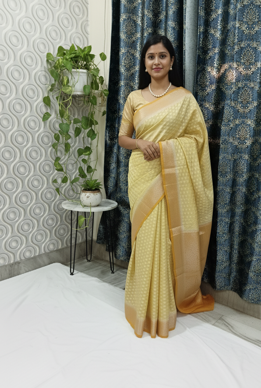 Chanderi Fabric Saree Yellow