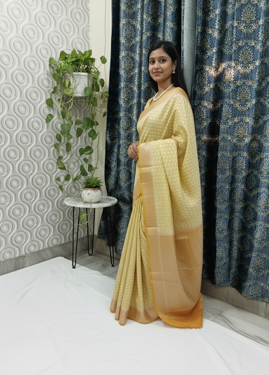 Chanderi Fabric Saree Yellow