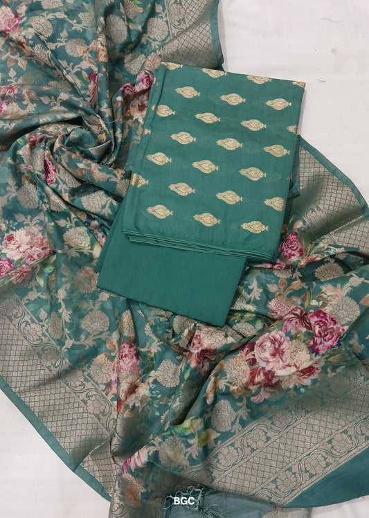 Chanderi Cotton Fabric 3 Piece Suit