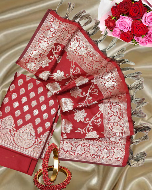 3 Piece Set Silk Suit - Red